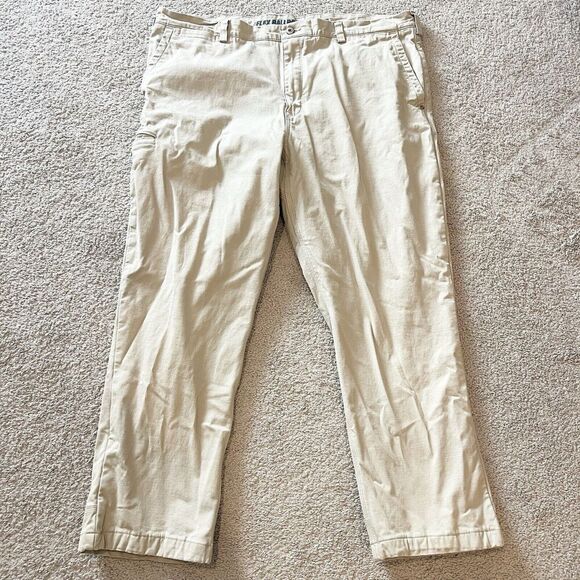 Duluth Trading Pants Mens 42x30 Beige Flex Ballroom Khakis Canvas Light Color - Picture 1 of 11